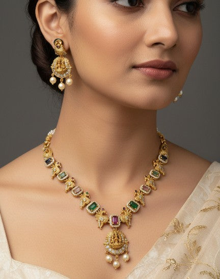 Caronrose Navaratna Heritage Lakshmi Necklace